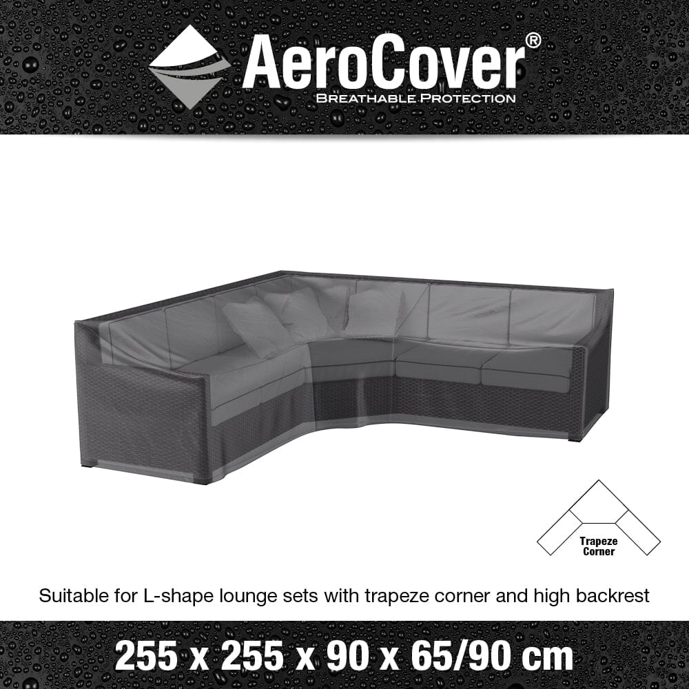 Aerocover Housse de protection pour salon d'angle Lounge forme L Trapèze haut dossier 255x255x90cm H:90/65cm
