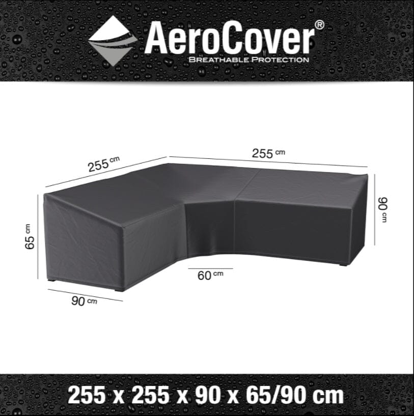 Aerocover Housse de protection pour salon d'angle Lounge forme L Trapèze haut dossier 255x255x90cm H:90/65cm