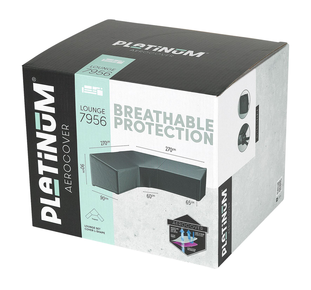 Aerocover Housse de protection pour salon d'angle Lounge forme L Trapèze haut dossier 270x270x90cm H:90/65cm