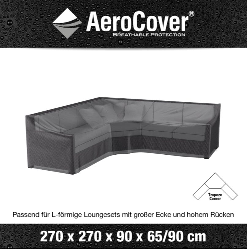 Aerocover Housse de protection pour salon d'angle Lounge forme L Trapèze haut dossier 270x270x90cm H:90/65cm