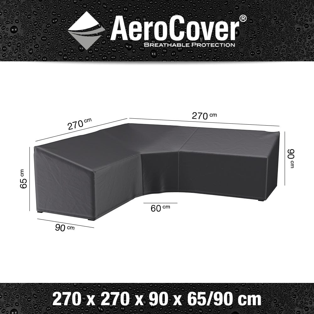 Aerocover Housse de protection pour salon d'angle Lounge forme L Trapèze haut dossier 270x270x90cm H:90/65cm