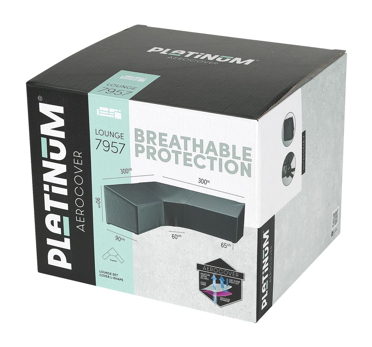 Aerocover Housse de protection pour salon d'angle Lounge forme L Trapèze haut dossier 300x300x90cm H:90/65cm