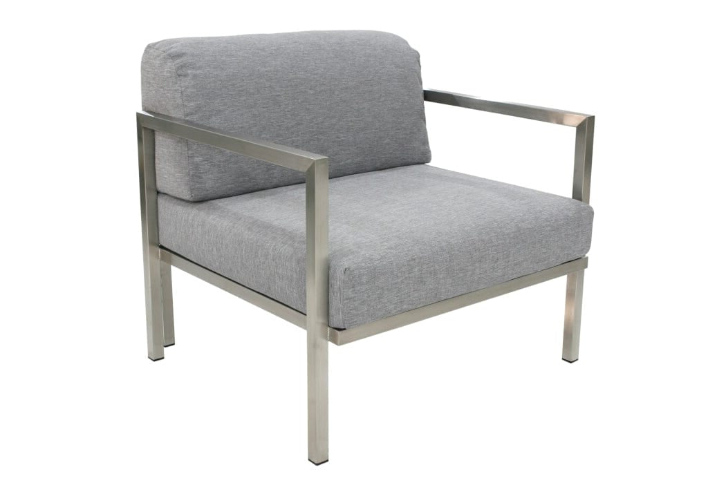 Arolla Fauteuil lounge en inox brossé avec coussins laminés