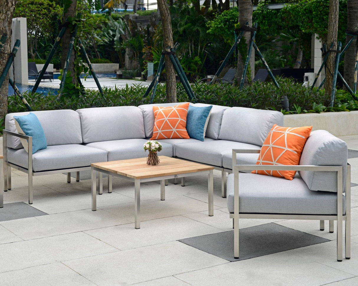 Arolla Fauteuil lounge en inox brossé avec coussins laminés