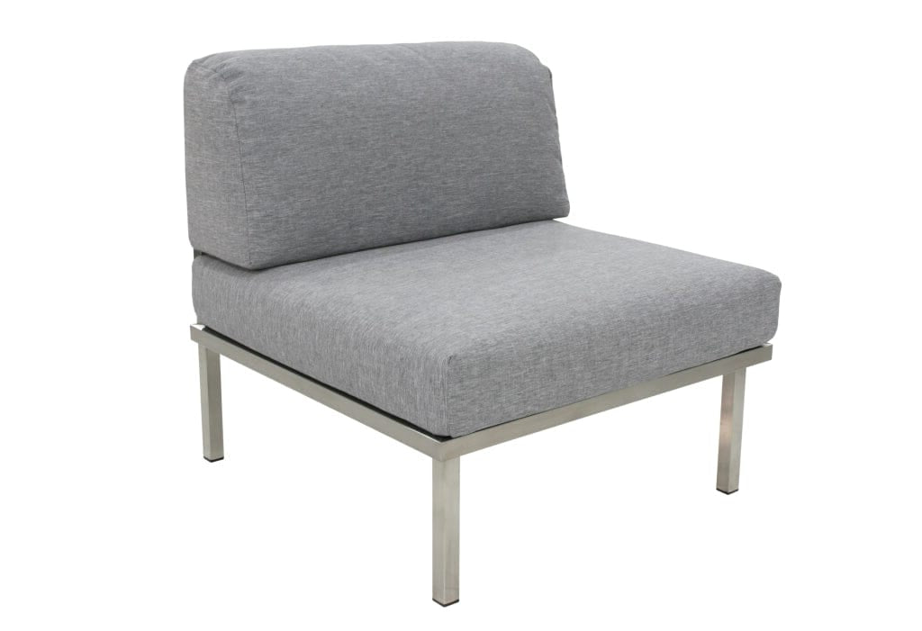 Arolla Module Central en inox brossé avec coussins laminés