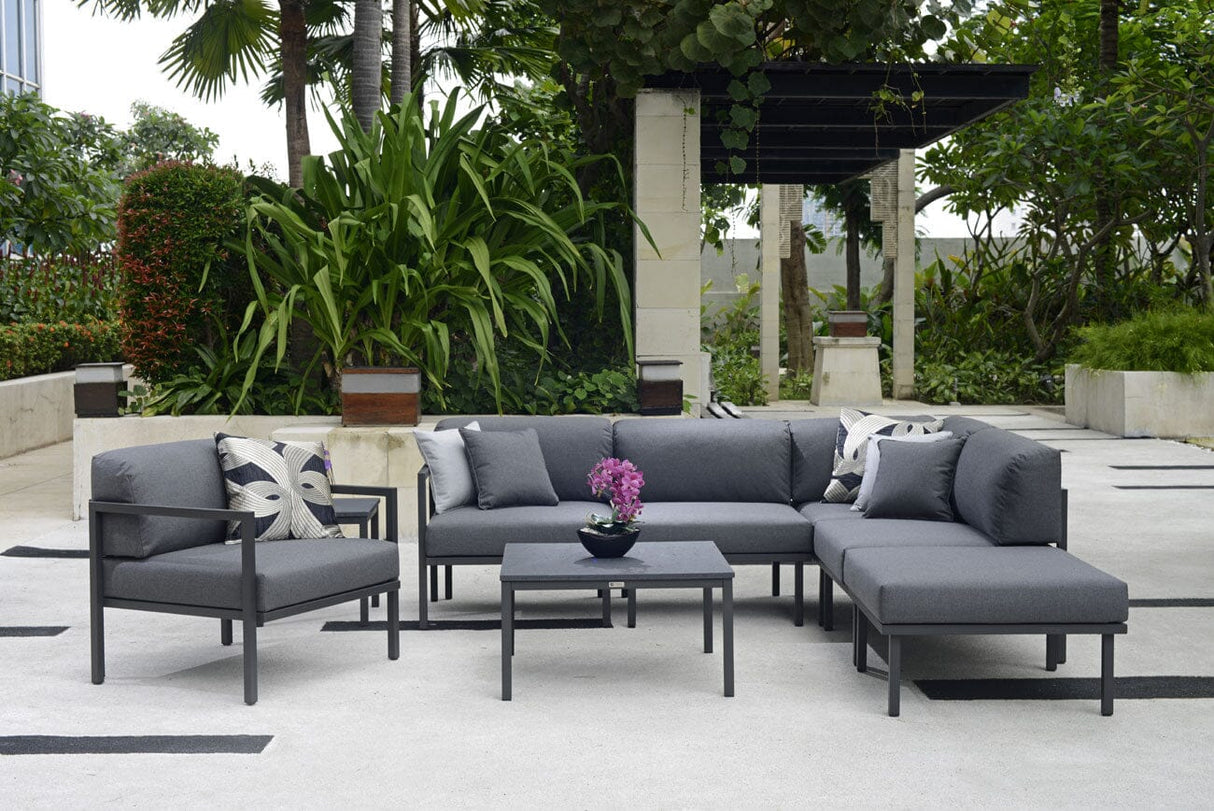 Arolla Table basse 44x44cm, H:44cm en inox Anthracite avec céramique