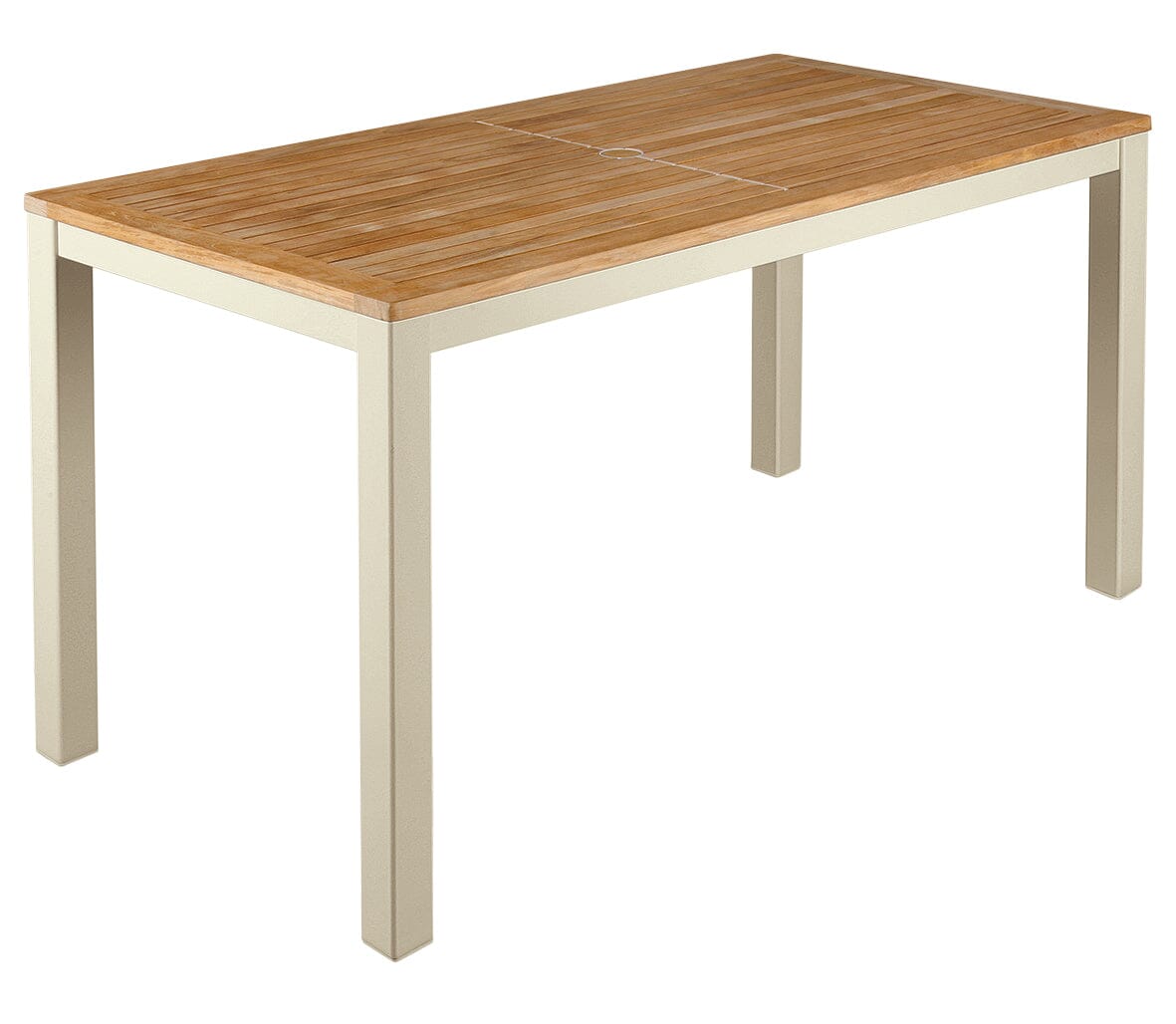 Barlow Tyrie Aura Dining Table 140 (139x71cm) Plateau Teck Plateau Teck et Armature Champagne