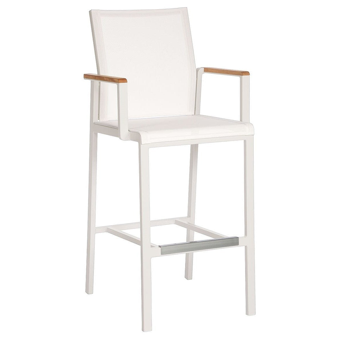 Barlow Tyrie Aura High Dining Carver Fauteuil haut de bar Armature Artic White - Toile Pearl