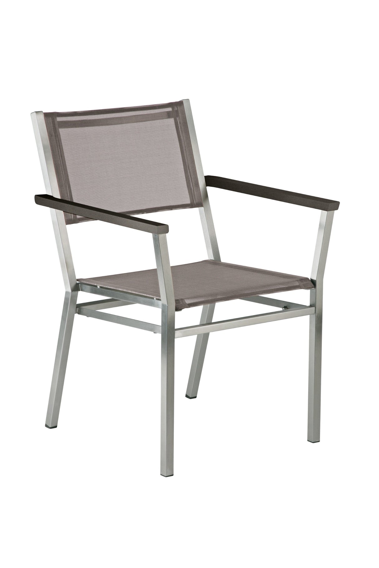 Barlow Tyrie Equinox Dining Fauteuil repas inox avec accoudoirs alu Accoudoirs Graphite - Toile Platinum