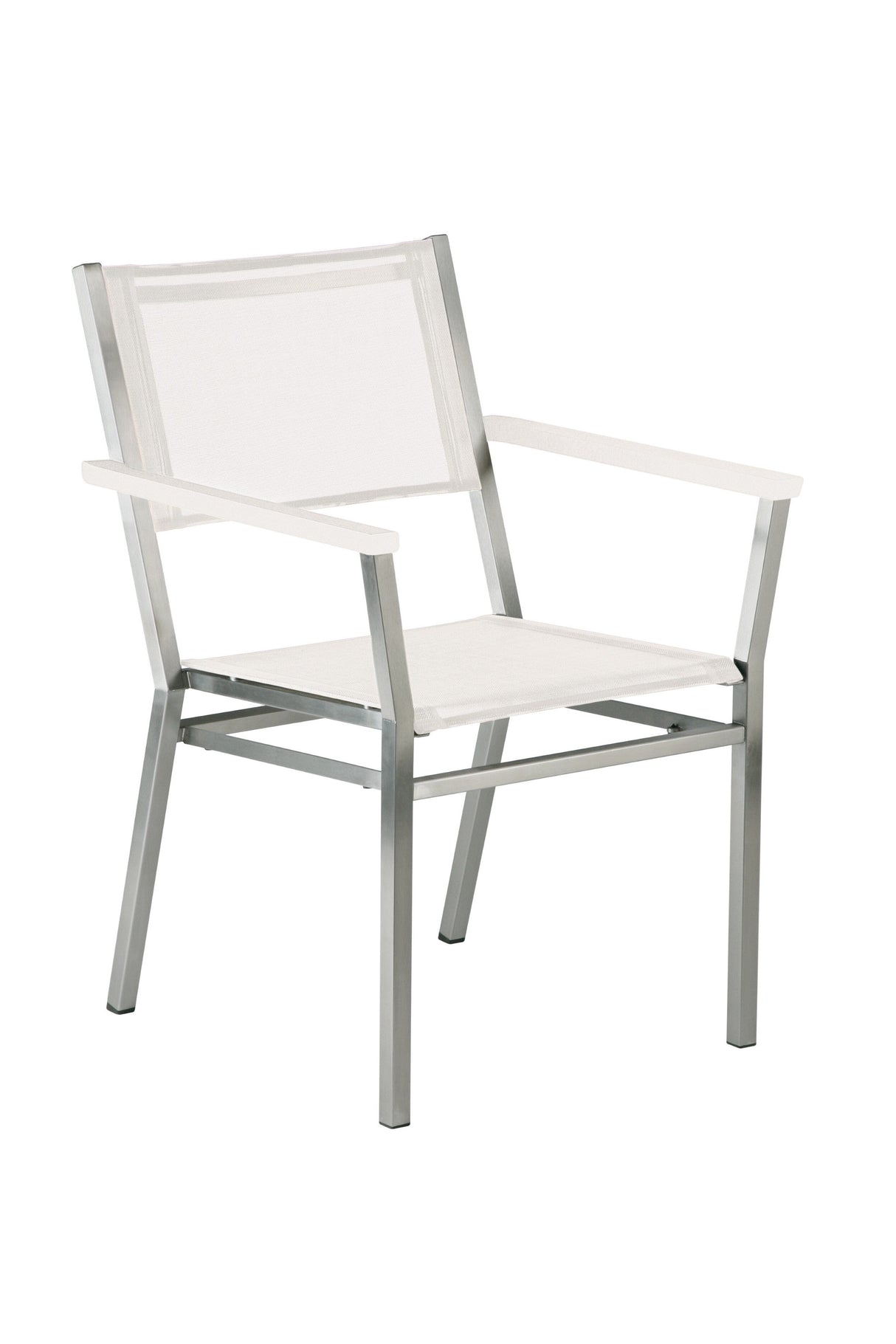 Barlow Tyrie Equinox Dining Fauteuil repas inox avec accoudoirs alu Accoudoirs White - Toile Pearl