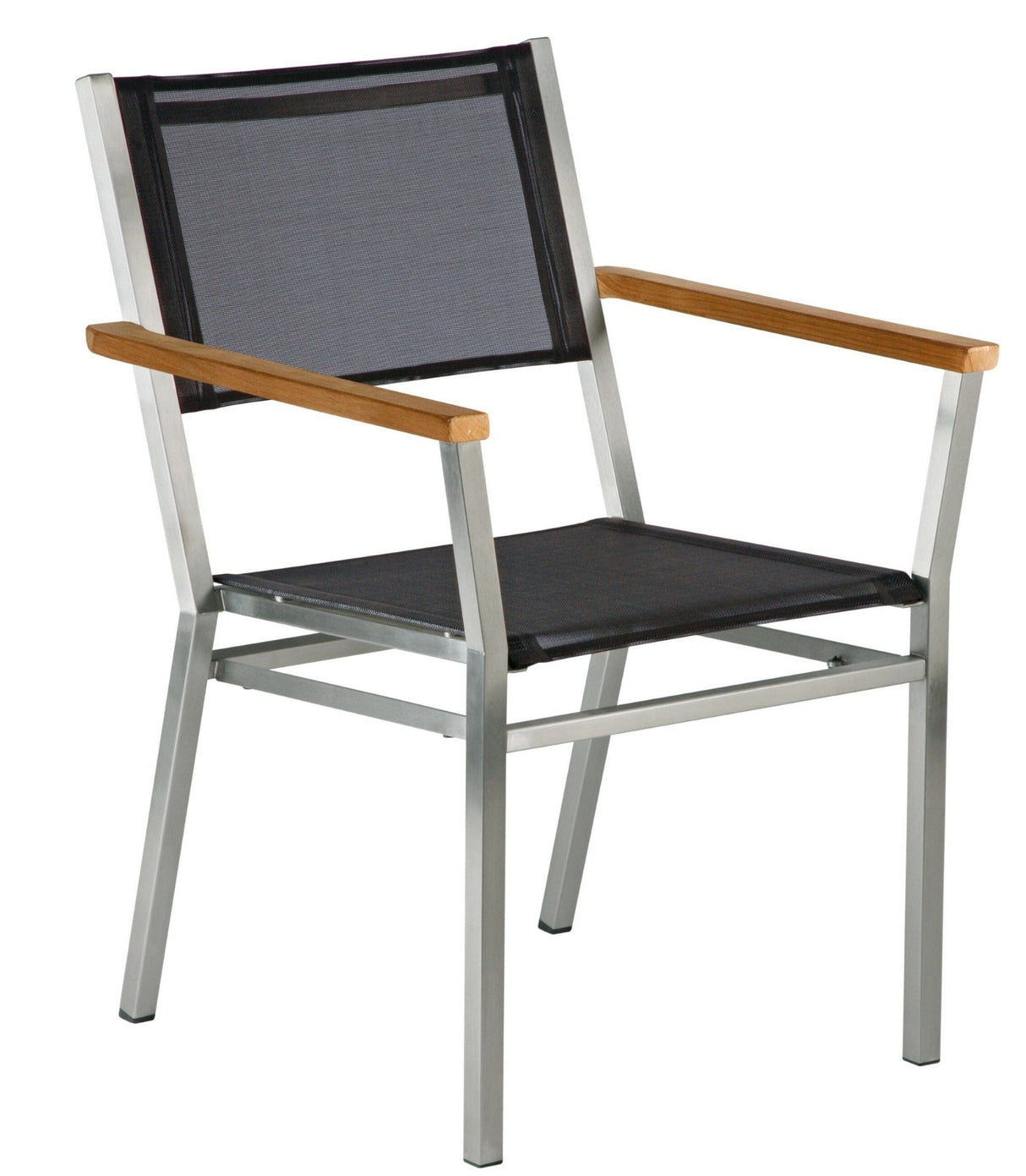 Barlow Tyrie Equinox Dining Fauteuil repas inox avec accoudoirs teck Accoudoirs Teck - Toile Charcoal