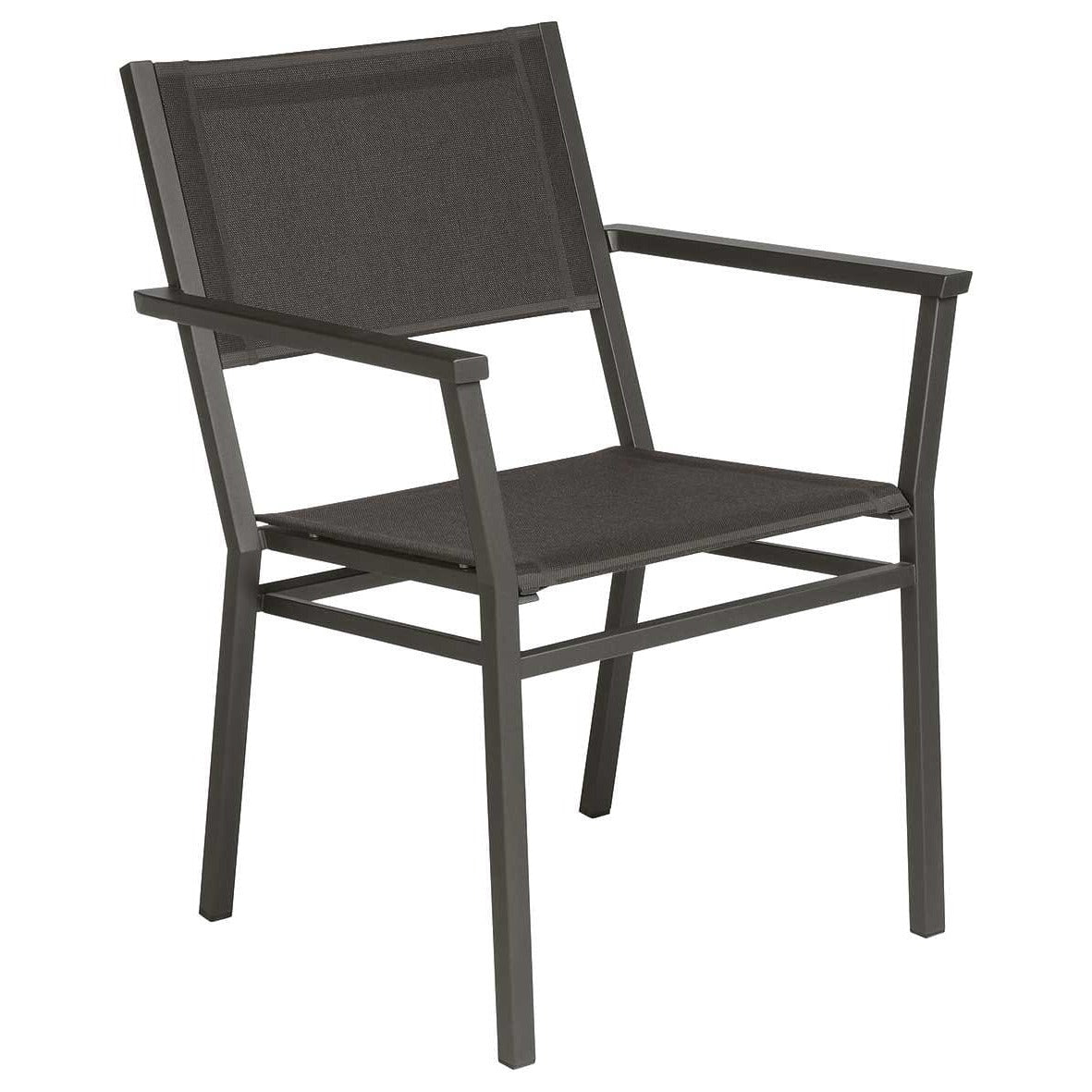 Barlow Tyrie Equinox Dining Fauteuil repas inox laqué Armature Graphite - Toile Carbon Sunbrella®