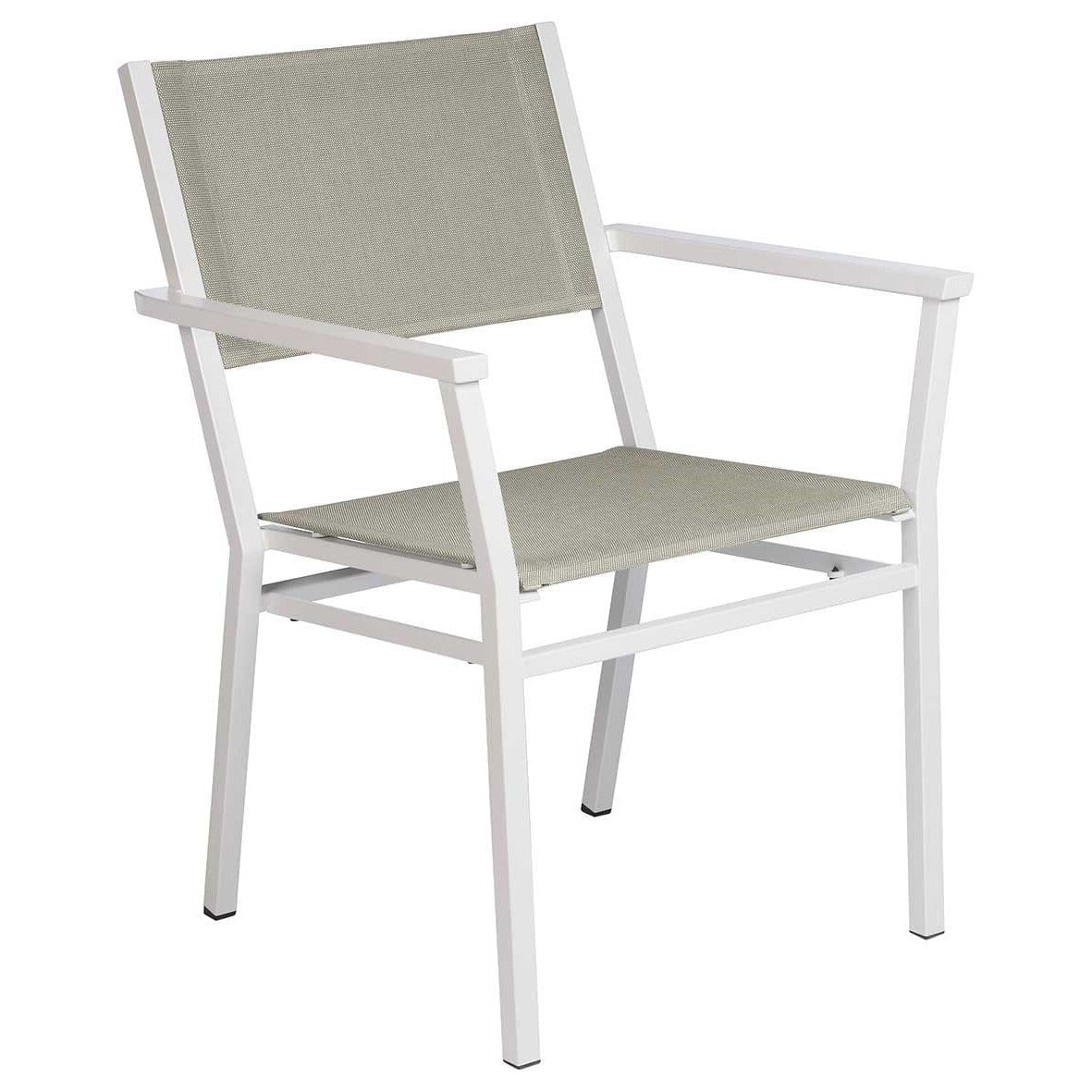 Barlow Tyrie Equinox Dining Fauteuil repas inox laqué Armature White - Toile Seagull Sunbrella®