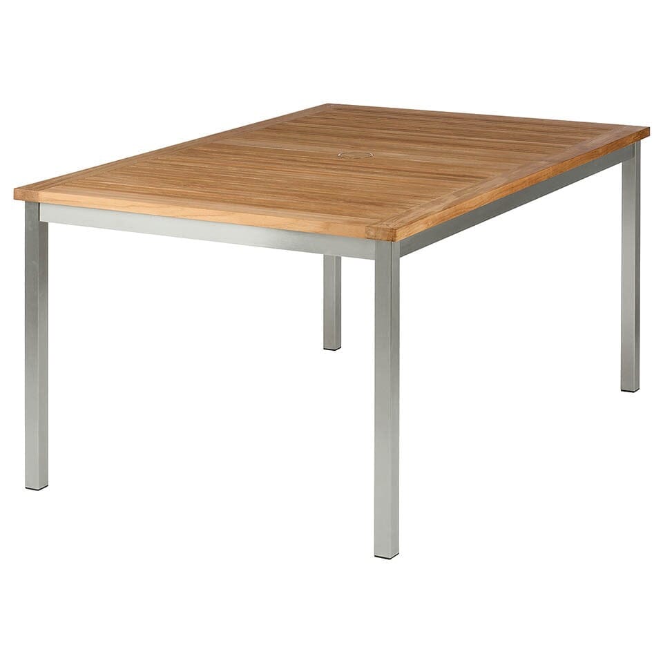 Barlow Tyrie Equinox Dining Table 150 (149x100cm) inox - Plateau teck