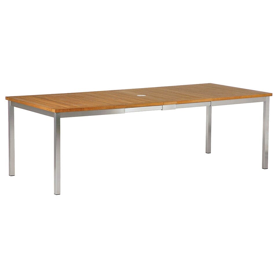 Barlow Tyrie Equinox Dining Table à rallonge 230 (151-228x100cm) inox - Plateau teck