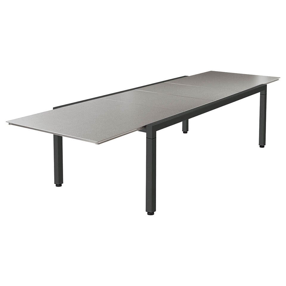 Barlow Tyrie Equinox Dining Table à rallonge 360 (240-361x113cm) inox laqué - Plateau céramique Armature Graphite - Céramique Dusk