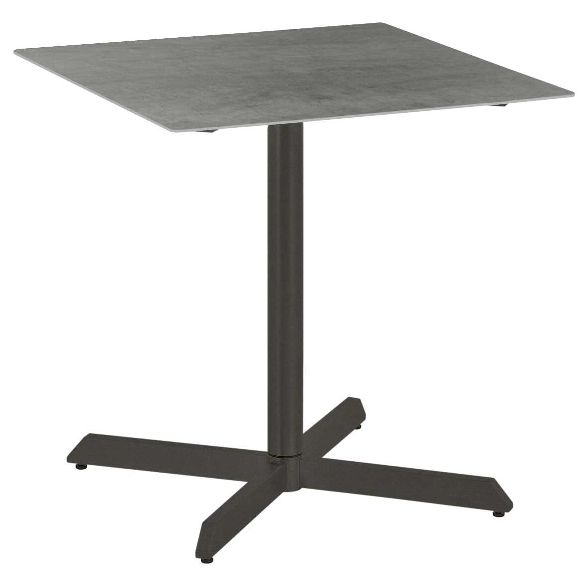 Barlow Tyrie Equinox Dining Table bistro Pied central 70x70cm inox - Plateau céramique Armature Graphite - Céramique Dusk