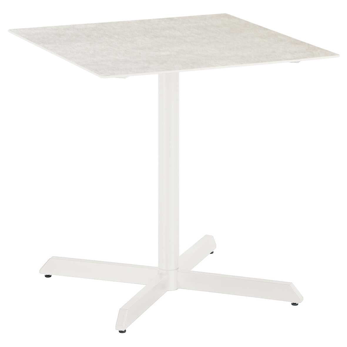 Barlow Tyrie Equinox Dining Table bistro Pied central 70x70cm inox - Plateau céramique Armature White - Céramique Frost