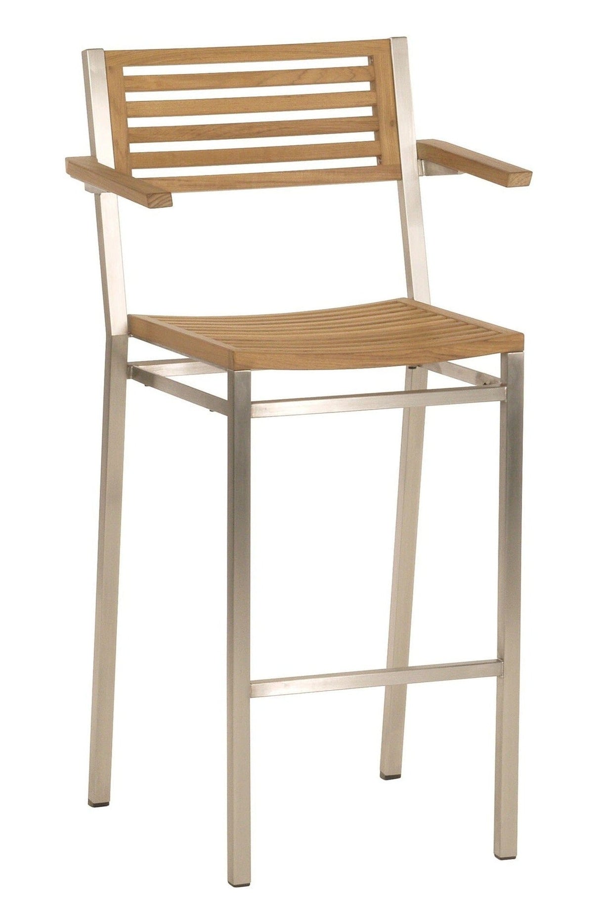 Barlow Tyrie Equinox High Dining Fauteuil haut de bar inox avec assise et dossier en Teck