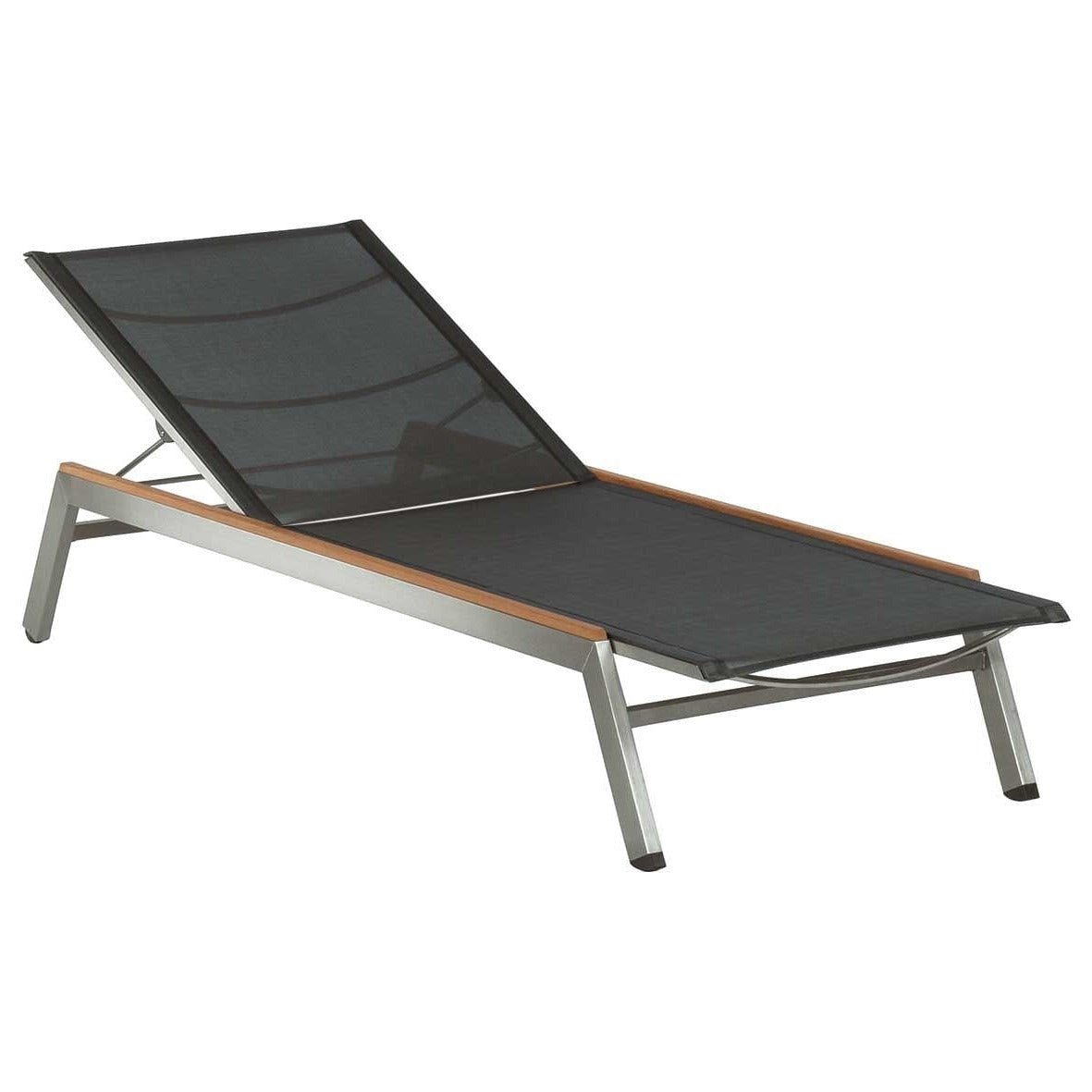 Barlow Tyrie Equinox Occasional Chaise longue inox brossé Finition Teck - Toile Charcoal