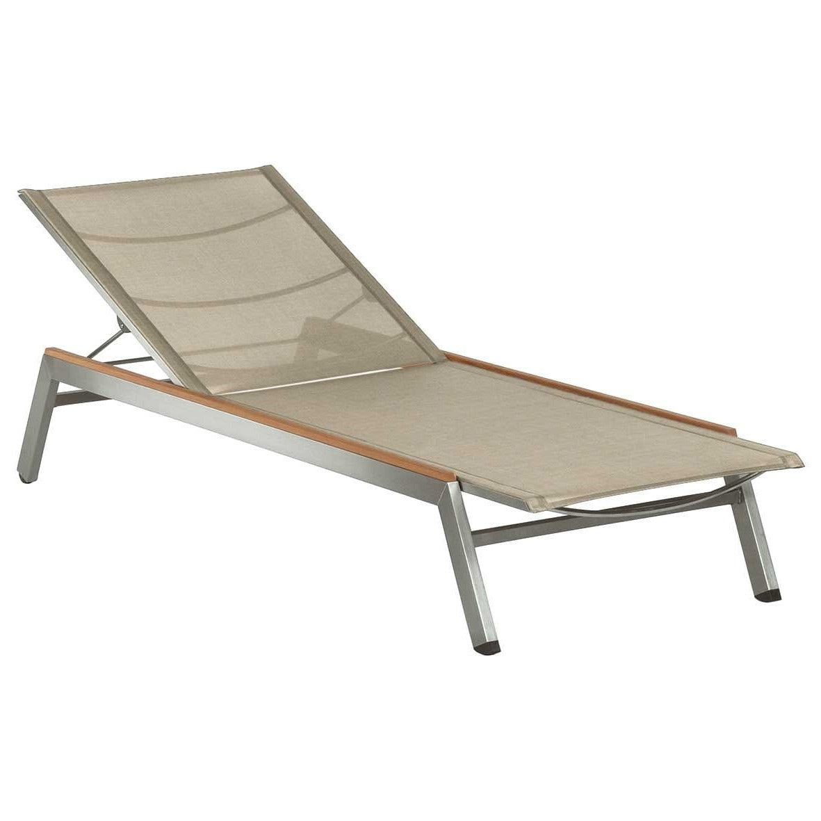Barlow Tyrie Equinox Occasional Chaise longue inox brossé Finition Teck - Toile Titanium