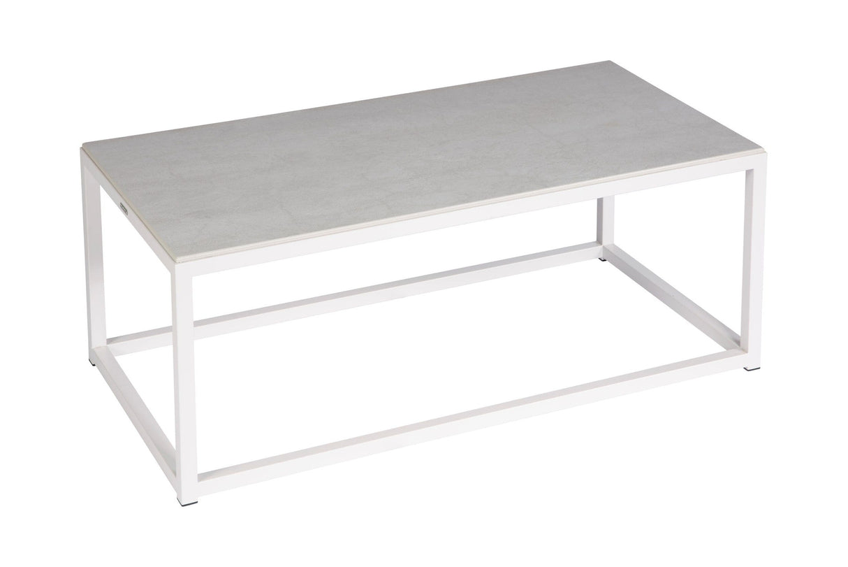 Barlow Tyrie Equinox Occasional Low Table 100 - Table basse 100x50cm H:40cm inox laqué Plateau céramique Armature Artic White - Céramique Frost