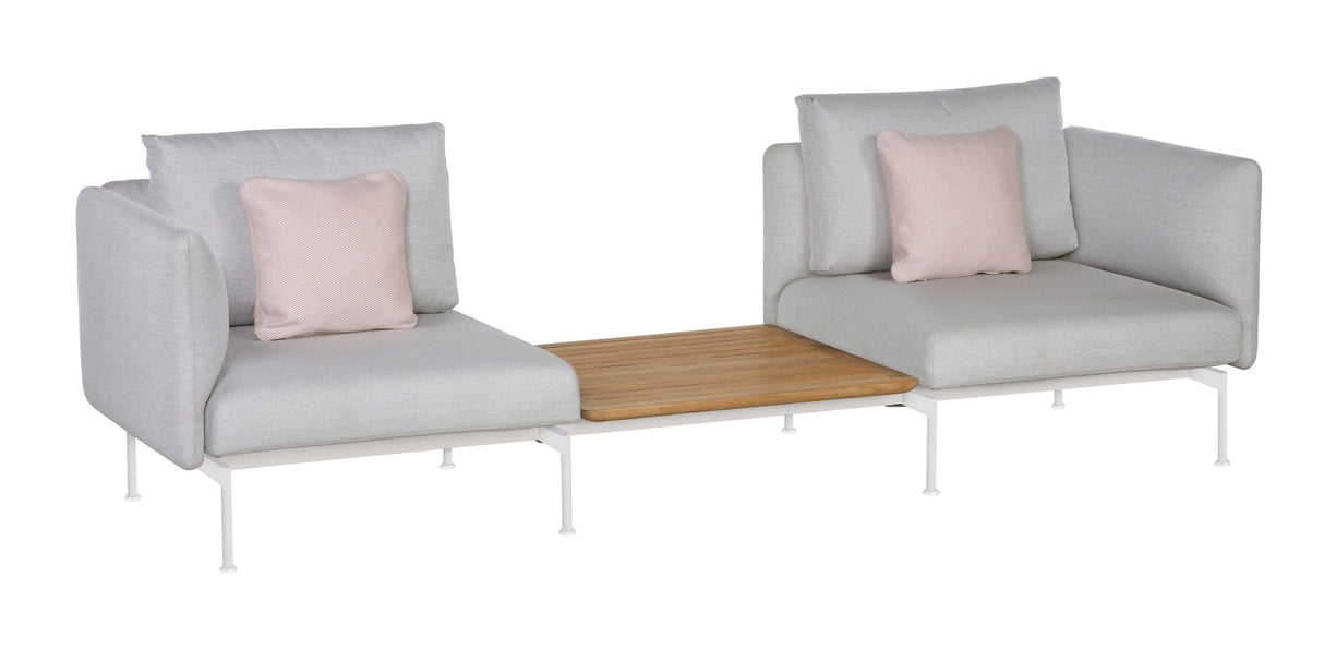 Barlow Tyrie Layout Deep Seating Companion Set - High Arms Layout Companion Set (two 1LYMB1 with high arms et bridging table 2LYB08) - avec coussins