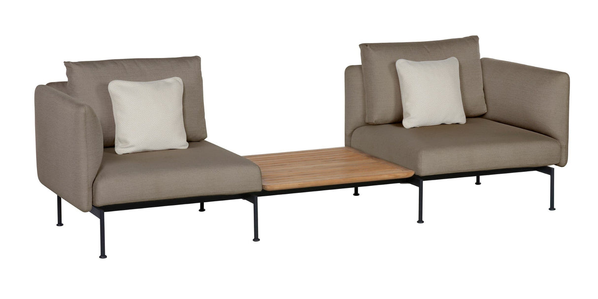 Barlow Tyrie Layout Deep Seating Companion Set - High Arms Layout Companion Set (two 1LYMB1 with high arms et bridging table 2LYB08) - avec coussins