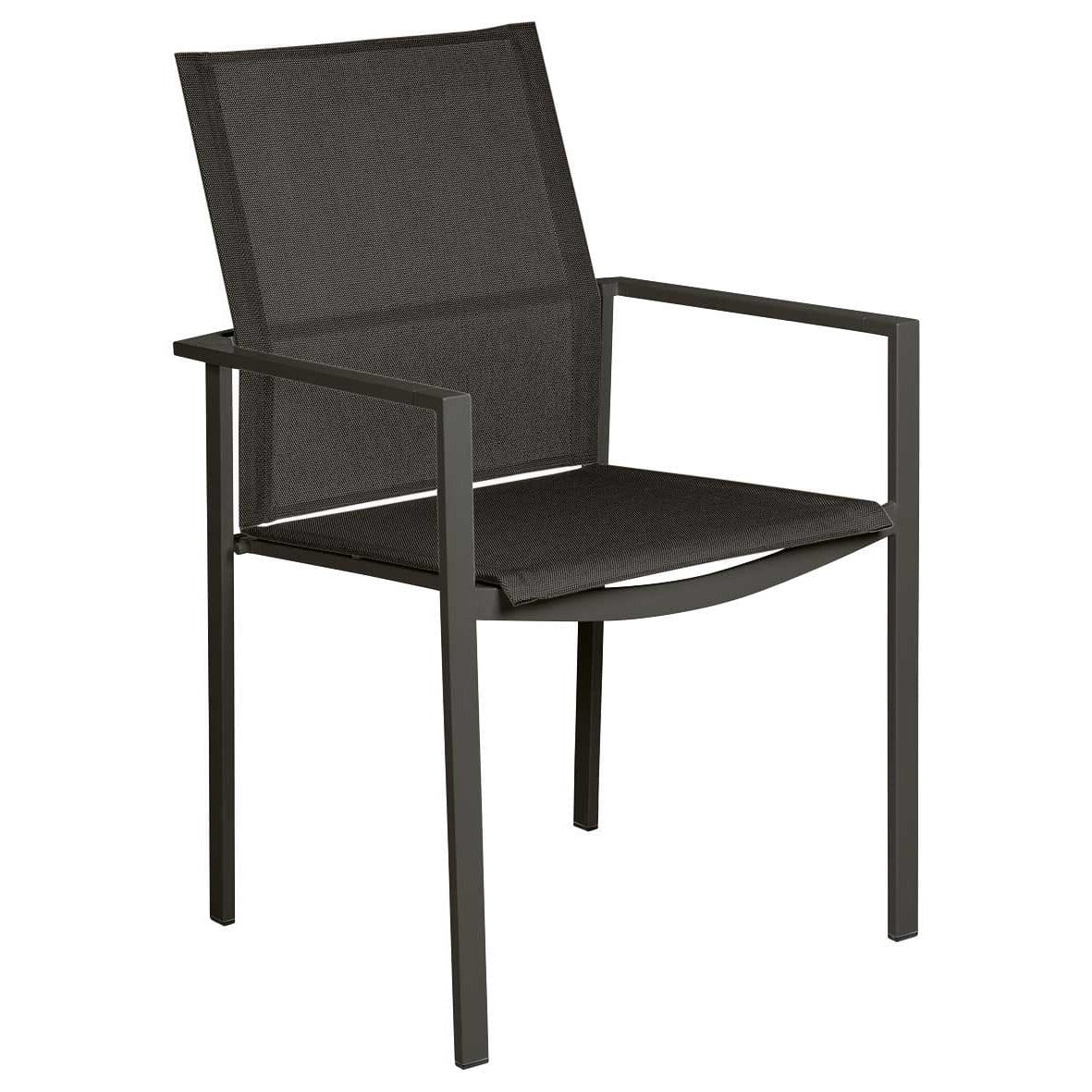 Barlow Tyrie Mercury Dining Fauteuil repas inox laqué Armature Graphite - Toile Carbon Sunbrella®