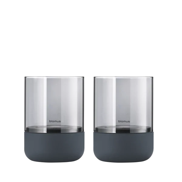 Blomus Calma Set 2 Lanternes Photophores Ø7cm H:9.5cm Steel Gray