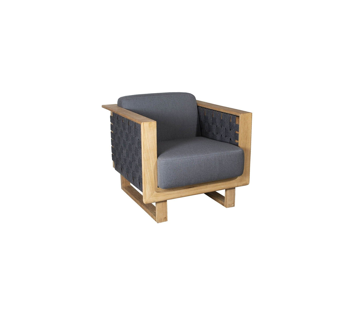 Cane-line Angle Fauteuil Club Lounge avec armature en teck, coussins inclus (54010) Dark grey (Cordes Cane-line Soft Rope) Grey Cane-line AirTouch