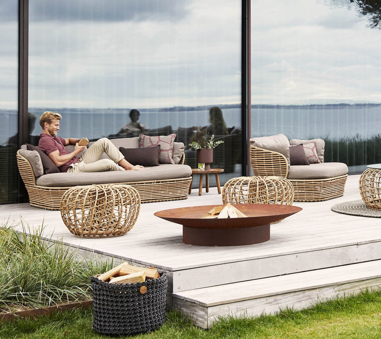 Cane-line Basket Fauteuil Club Lounge, coussins inclus (54200)