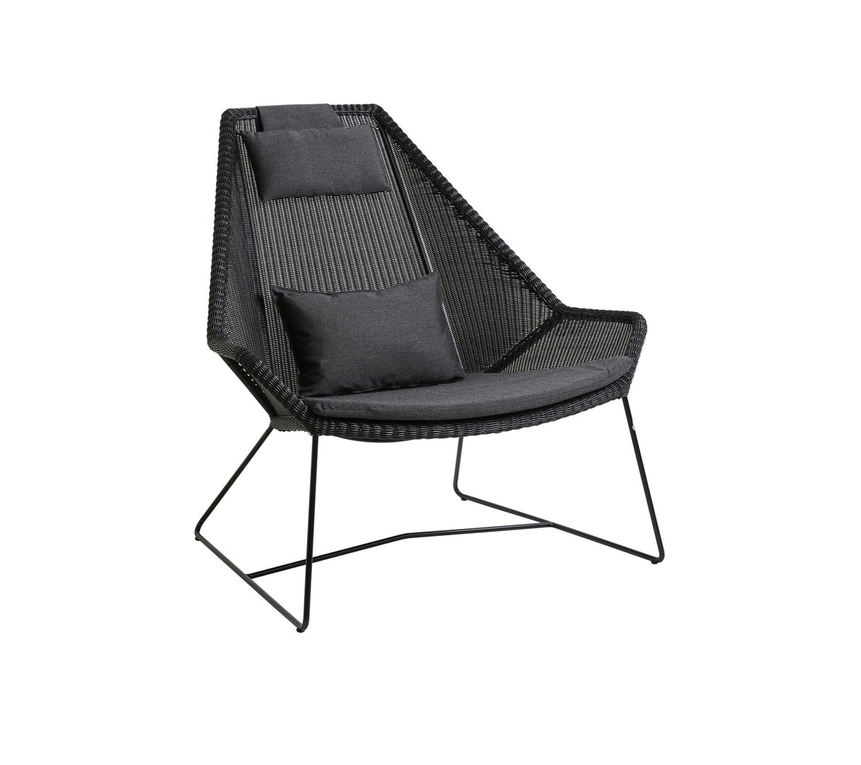Cane-line Breeze Fauteuil Lounge Haut dossier, coussins en sus (5469) Black (Résine tressée, Cane-line Weave)