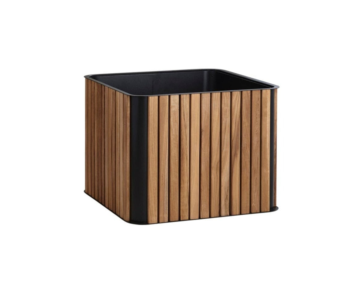 Cane-line Combine Planter Pôt de fleur 53x53cm H:40cm (5703) Teak (teck) avec Lava grey (Aluminium)