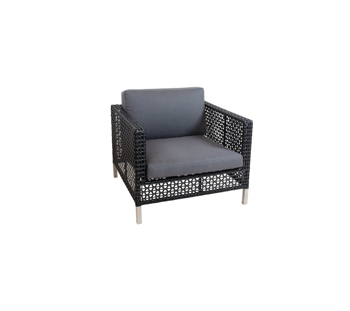 Cane-line Connect Fauteuil Club Lounge, coussin en sus (5499) Black (noir)/Anthracite (Résine tressée, Cane-line Weave)