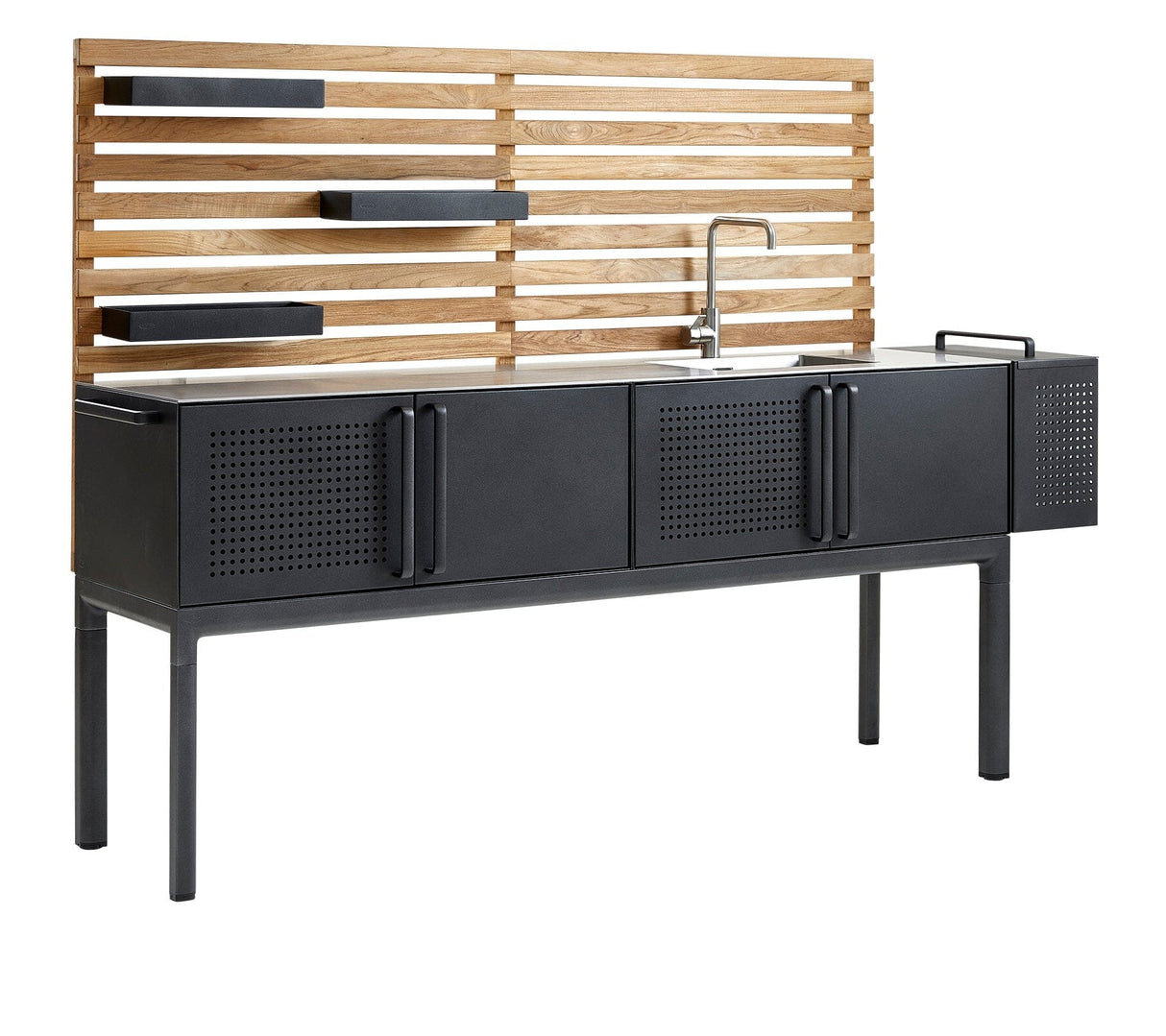 Cane-line Drop Kitchen Cuisine grand Module avec 3 armoires 200cm (3550) Lava grey (Aluminium)