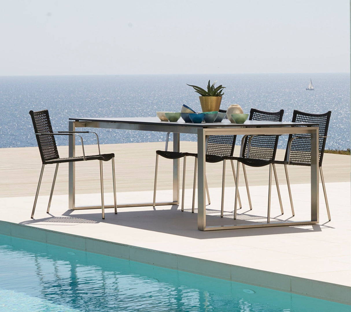 Cane-line Edge Dining Piètement pour Table 210-330x100cm avec rallonge de 120cm, plateaux en sus (5032)