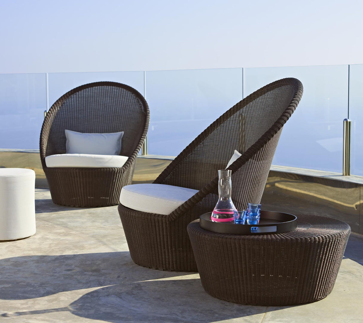 Cane-line Kingston Sunchair Fauteuil bas Haut dossier avec roues (5448), coussins en sus