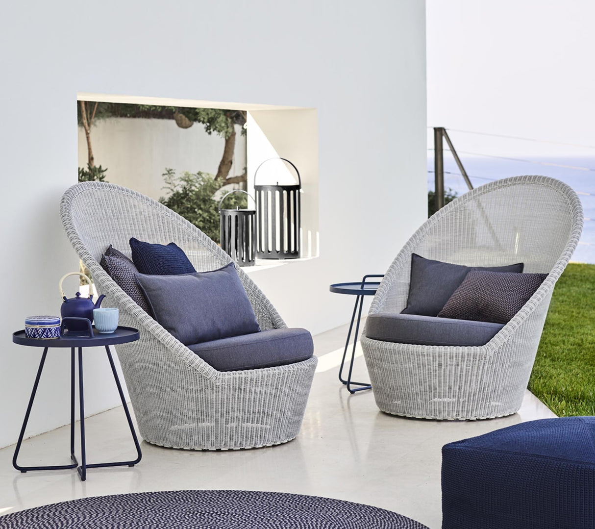 Cane-line Kingston Sunchair Fauteuil bas Haut dossier avec roues (5448), coussins en sus