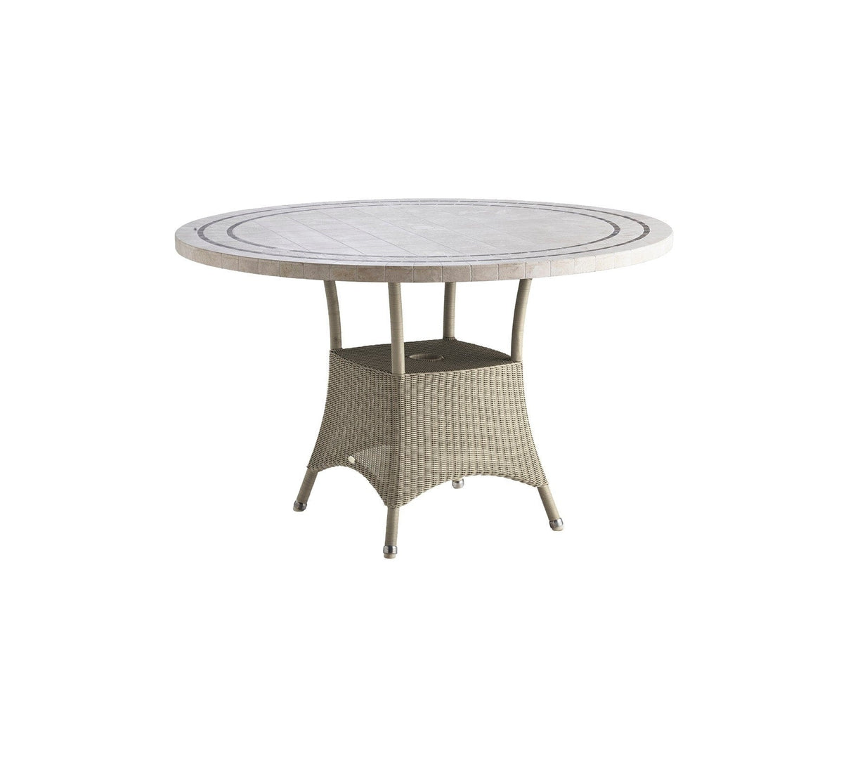 Cane-line Lansing Dining Piètement pour Table repas Small Ø 120cm (5098), Plateau en sus Taupe (Résine tressée, Cane-line Weave)