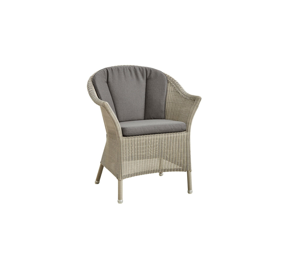 Cane-line Lansing Fauteuil repas (5456), coussin en sus Taupe (Résine tressée, Cane-line Weave)
