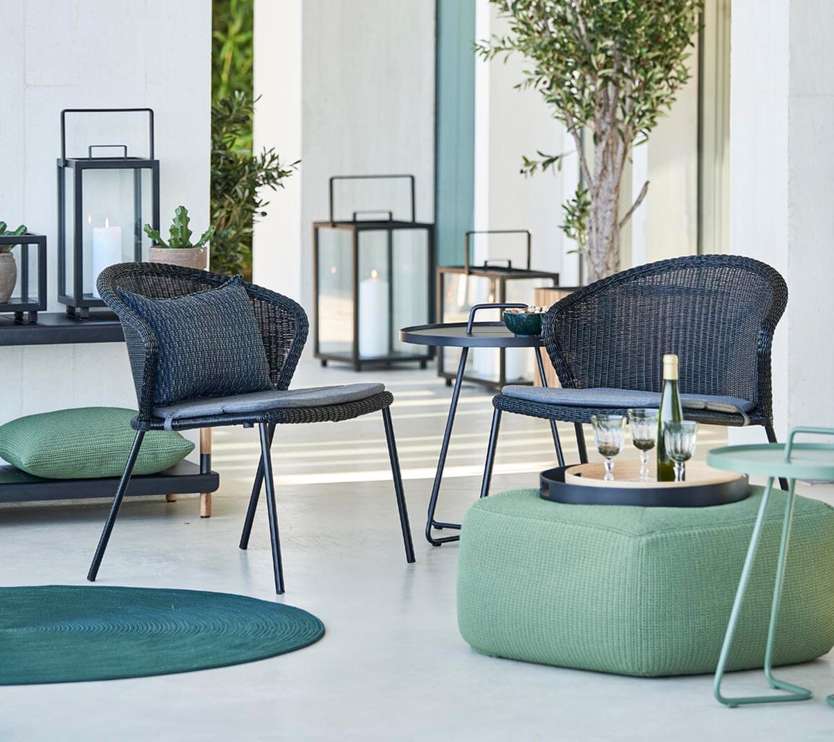 Cane-line Lean Fauteuil bas lounge empilable (5413), coussin en sus