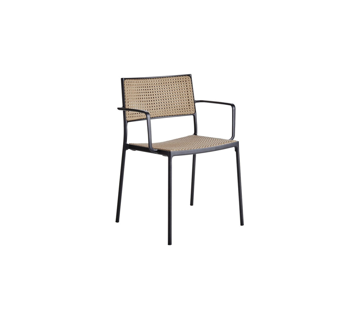 Cane-line Less French weave Fauteuil repas empilable (11430) Lava grey (Aluminium) - Natural (French weave)