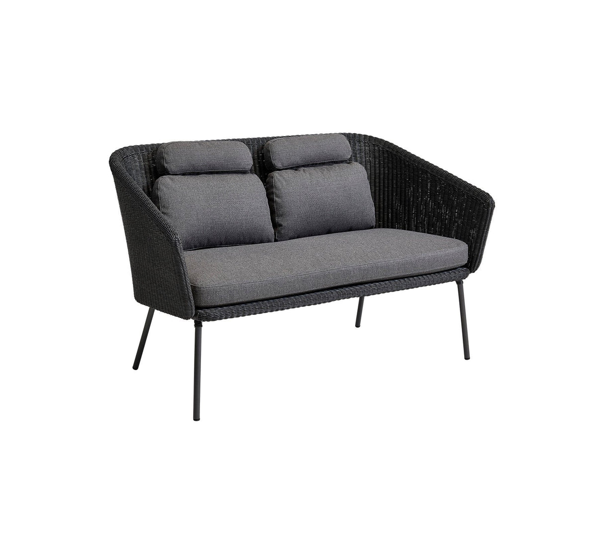 Cane-line Mega Bench Banc, coussins inclus (55101) Graphite (Résine tressée, Cane-line Weave) armature Grey Cane-line AirTouch