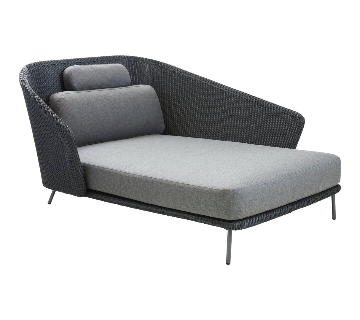Cane-line Mega Daybed Gauche, coussins inclus (55105) Graphite (Résine tressée, Cane-line Weave) armature Grey Cane-line AirTouch