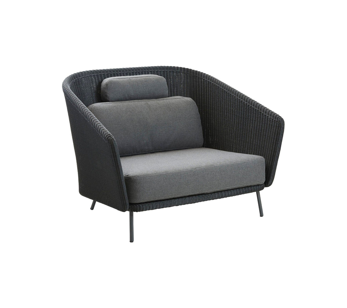 Cane-line Mega Fauteuil Club Lounge, coussins inclus (54102) Graphite (Résine tressée, Cane-line Weave) armature Grey Cane-line AirTouch