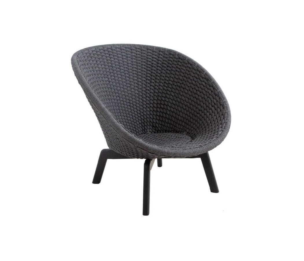 Cane-line Peacock Rope Fauteuil Club Lounge avec pieds en alu INDOOR (5458), coussins en sus Dark grey (Cordes Cane-line Soft Rope)