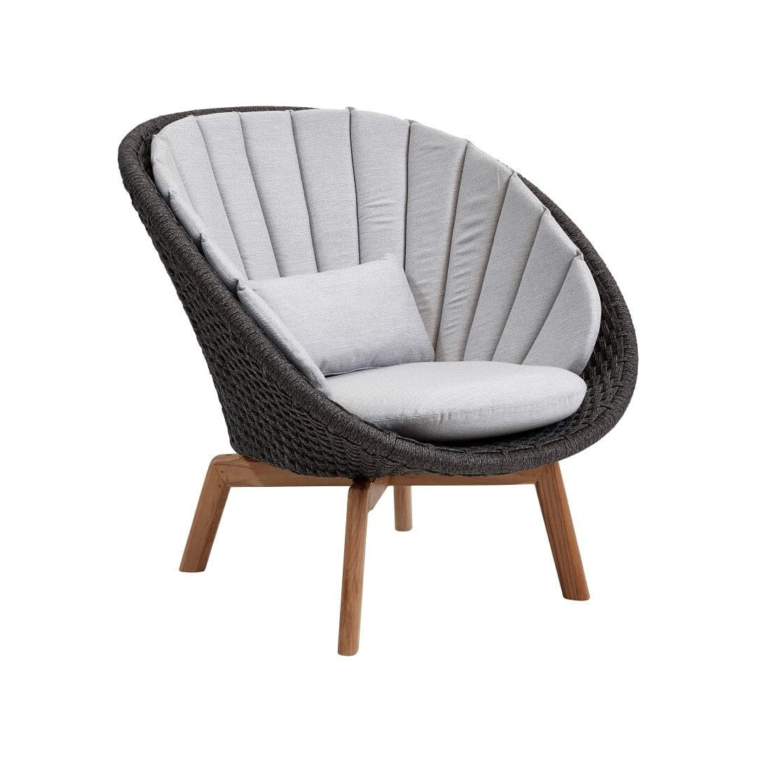 Cane-line Peacock Rope Fauteuil Club Lounge avec pieds en teck INDOOR (5458), coussins en sus