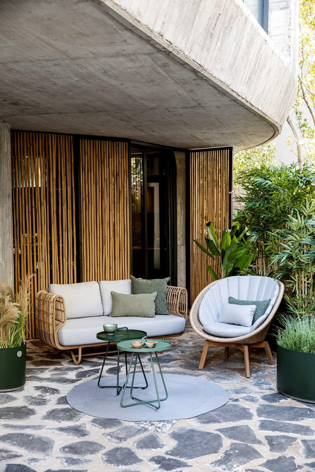 Cane-line Peacock Rope Fauteuil Club Lounge avec pieds en teck INDOOR (5458), coussins en sus