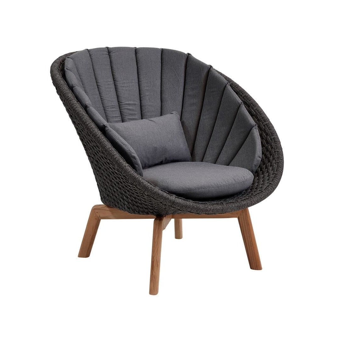 Cane-line Peacock Rope Fauteuil Club Lounge avec pieds en teck INDOOR (5458), coussins en sus